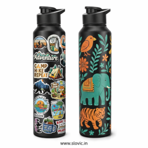 SLOVIC Steel Water Bottle 1 Ltr | Travel Design Fridge Water Bottle for School Kids | 100% BPA Free & leak-Proof | Sipper Water Bottles for Adults | Ideal for Gym, Office, Travel