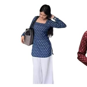 Women's Rayon Floral Printed Full Sleeves V-Neck Short Kurti, Bell Sleeves, Short Kurti for Woman, Stylish Ethnic Top, Daily Casual Western & Office wear